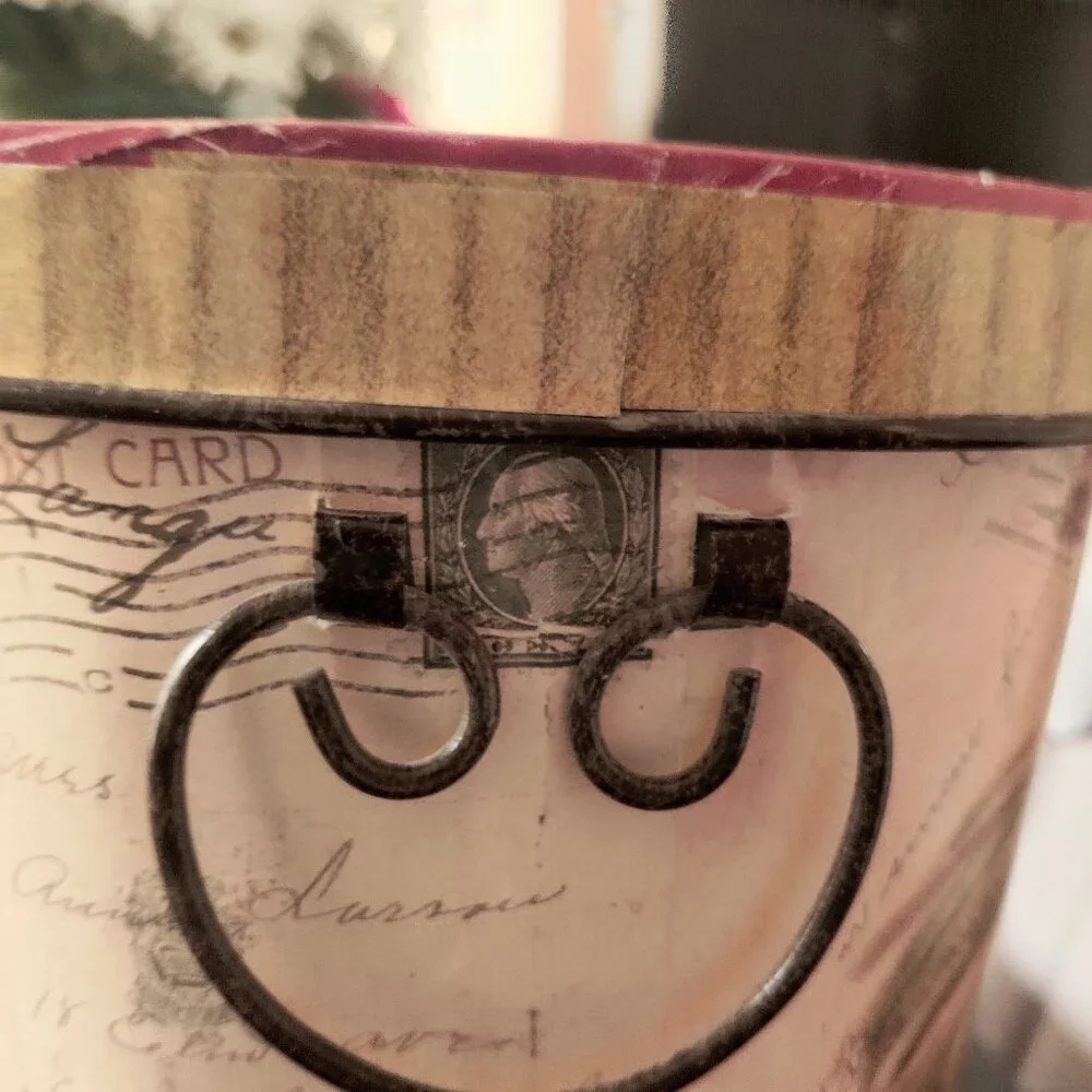 Rooster Box Canister by Home Inspirations Joanne Fabric, with barn red lid.